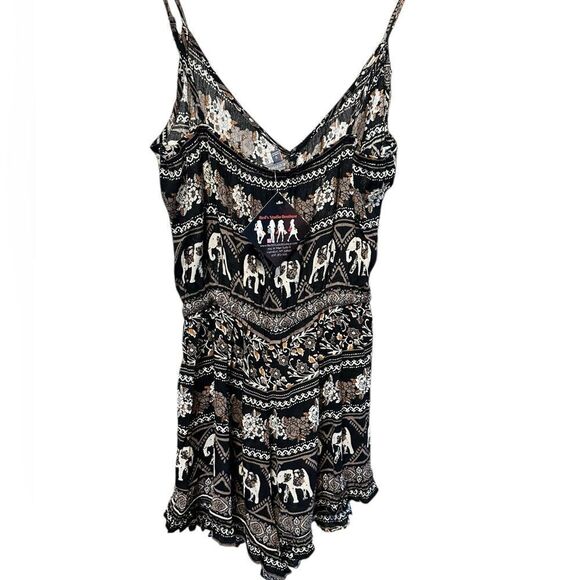 NWT - BeCool Women Black Elephants Jumper Romper Shorts - Size Small - Picture 3 of 7